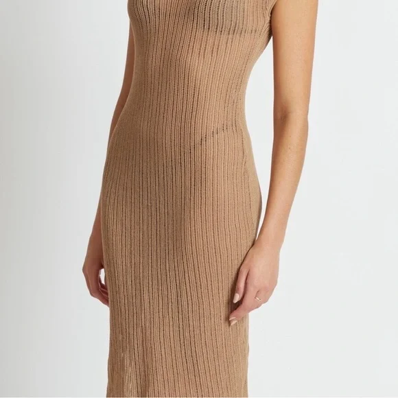 NWT MEDIUM Tropic of C Tan Ribbed Midi Dress